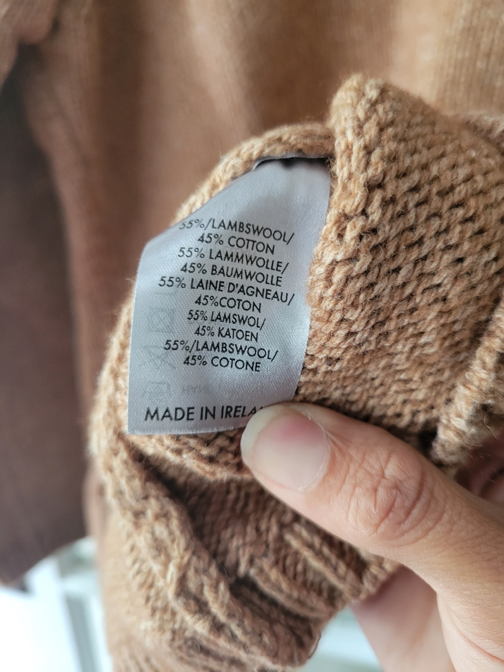 Irelands Eye Women's Lambswool Blend Tan/brown Round Neck Pullover Sweater - Picture 6 of 15